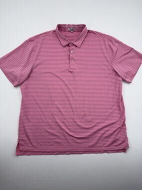 Peter Millar Summer Comfort Polo Shirt Mens 2XL Pink Blue Stripe